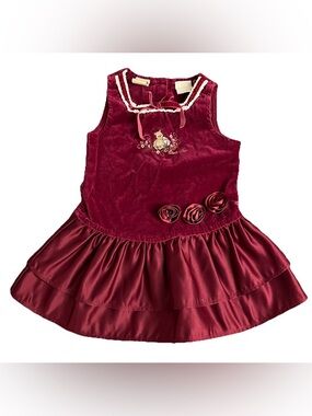 Vtg Classic Pooh Piglet Floral Embroidered Toddler Dress Size 18M